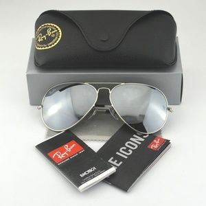 Ray-Ban Aviators Silver Frame Mirrored Lenses